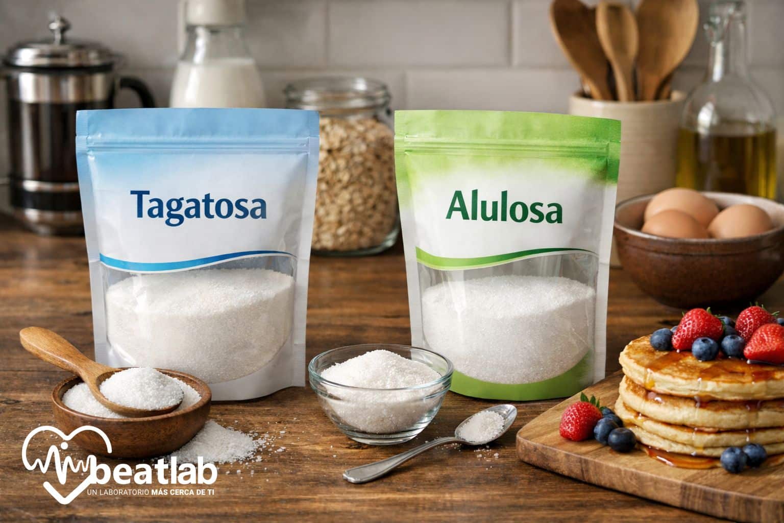Comparación visual entre tagatosa y alulosa como edulcorantes de bajo impacto en la glicemia